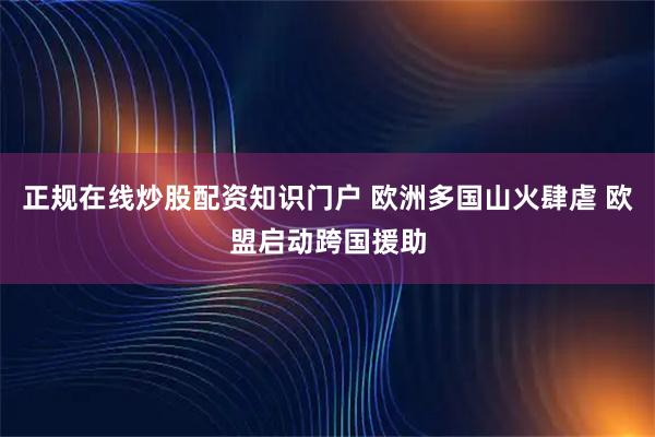 正规在线炒股配资知识门户 欧洲多国山火肆虐 欧盟启动跨国援助